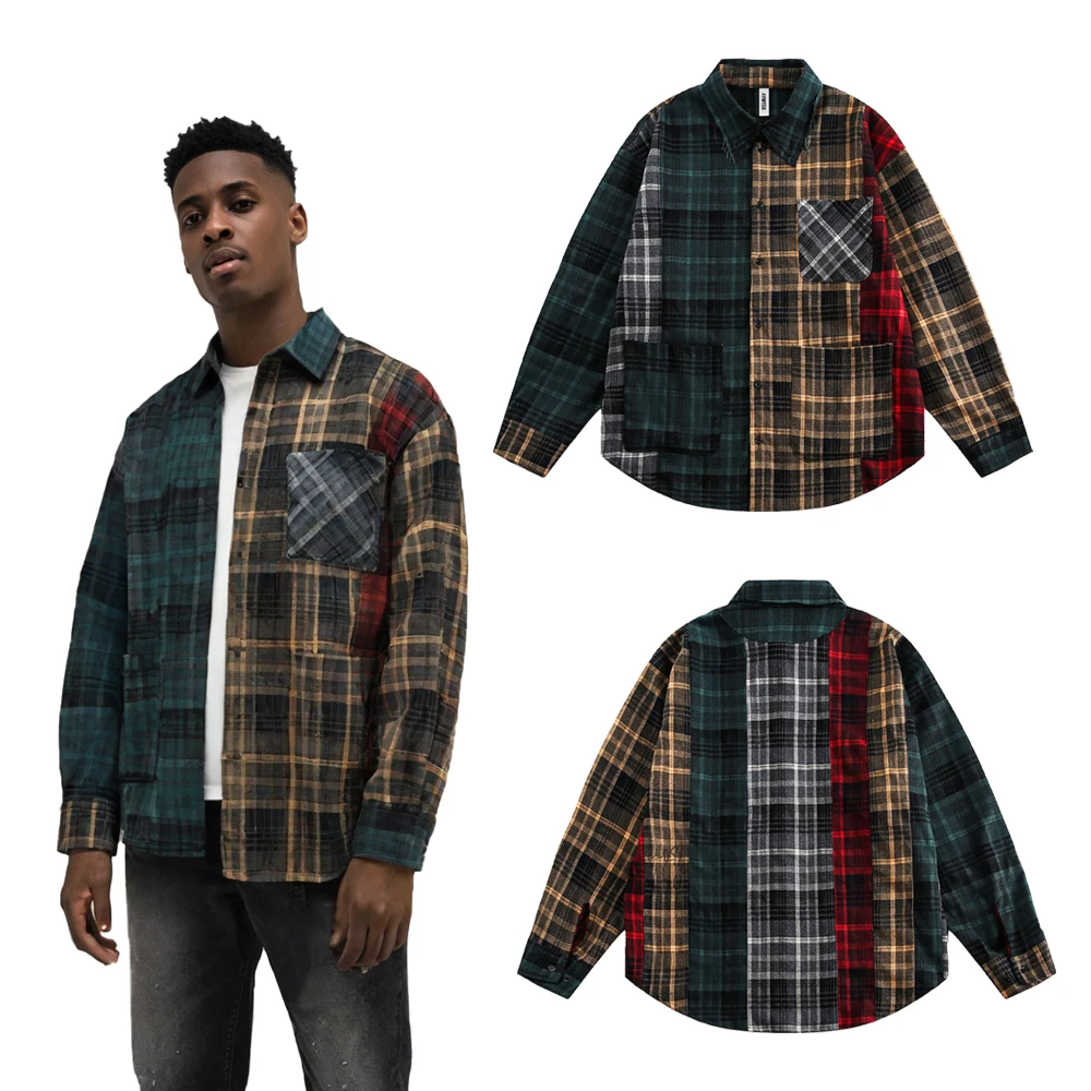Y2k Streetwear Clothing Men's Multi Colors Plaid Patch Work Shirts Street Style Hip Hop Cotton Casual Vintage Long Sleeve Shirts
Y2k Streetwear Clothing Men's Multi Colors Plaid Patch Work Shirts Street Style Hip Hop Cotton Casual Vintage Long Sleeve Shirts