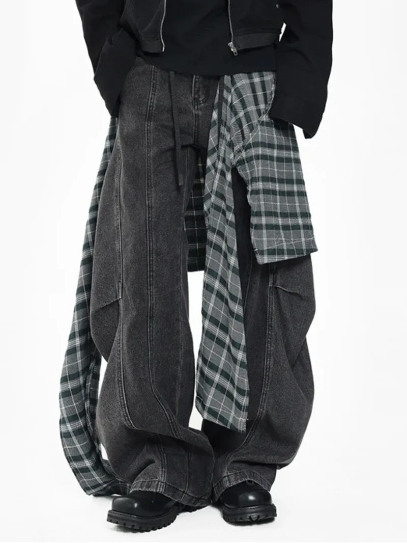 Niche Black Men's Jeans Threedimensional Silhouette Detachable Plaid Back Panel Loose Pleated Unisex Denim Pants 9XLHCM
Niche Black Men's Jeans Threedimensional Silhouette Detachable Plaid Back Panel Loose Pleated Unisex Denim Pants 9XLHCM