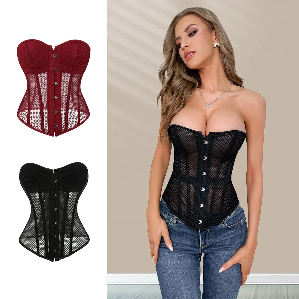 Overbust Corset for Women Hollow Out Mesh Breathable Corselet Sexy Transparent Mesh Bustier Tops Waist Trainer Shapwear Corselet
Overbust Corset for Women Hollow Out Mesh Breathable Corselet Sexy Transparent Mesh Bustier Tops Waist Trainer Shapwear Corselet