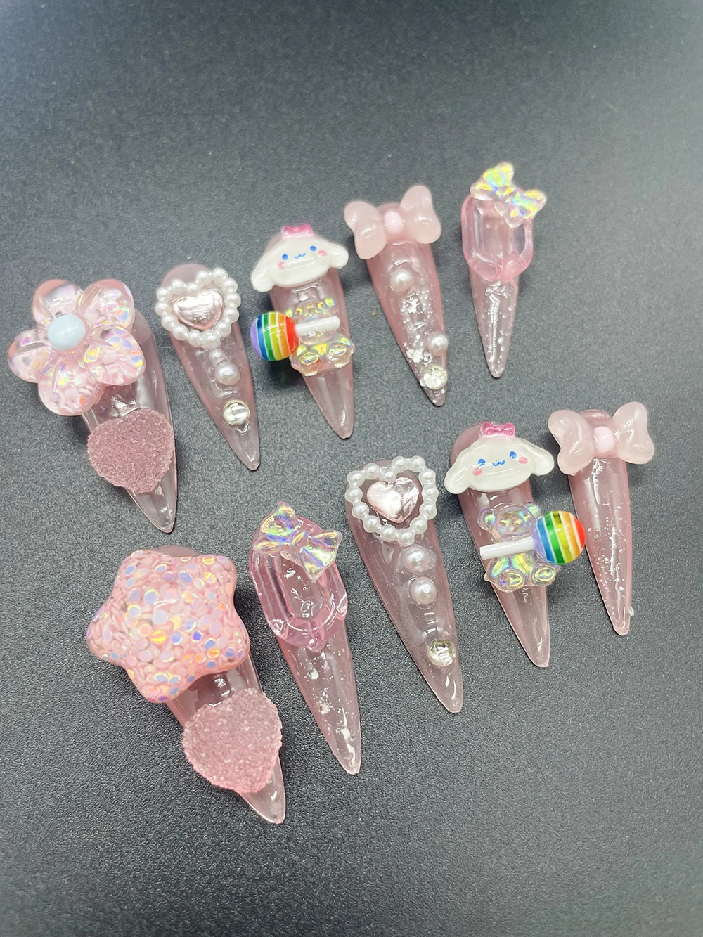 3Cm Stiletto Pink Cinnamoroll Candy Flowers Press On Nails Sticker Glittering Pink Star Bow Little Bear Long Tip False Nails
3Cm Stiletto Pink Cinnamoroll Candy Flowers Press On Nails Sticker Glittering Pink Star Bow Little Bear Long Tip False Nails