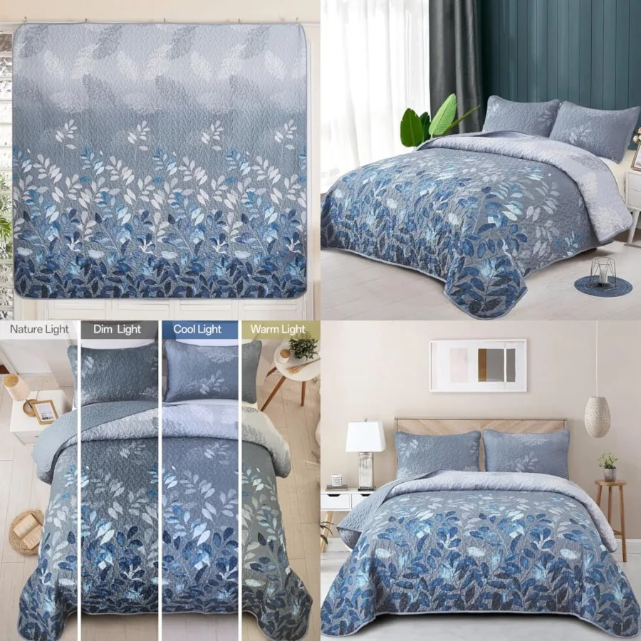 Floral Quilt Set California King, 3 Pieces Botancal Leaves Bedspread Coverlet Set with 2 Pillowcases for All Season, Soft Micro
Floral Quilt Set California King, 3 Pieces Botancal Leaves Bedspread Coverlet Set with 2 Pillowcases for All Season, Soft Micro