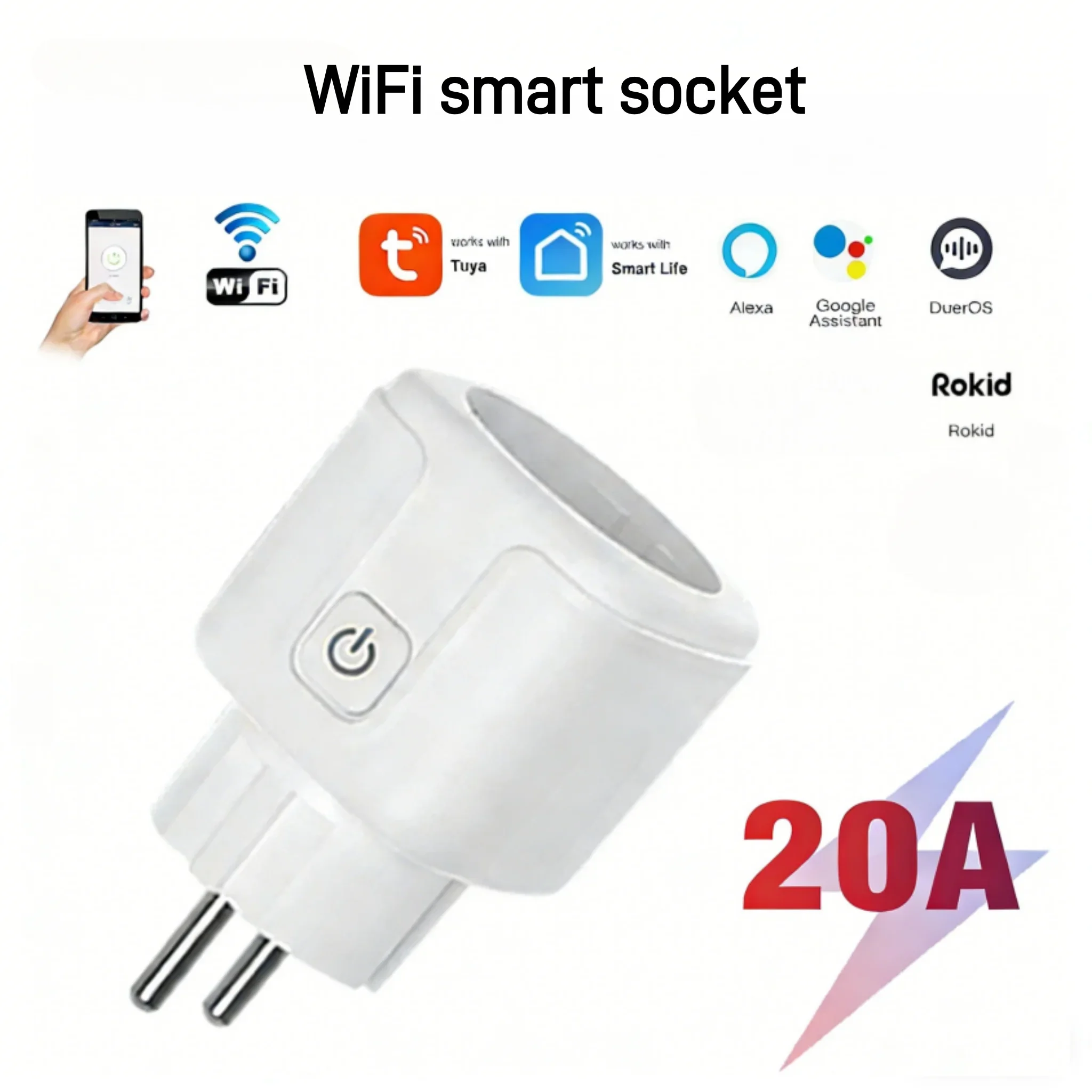 WiFi Smart Plug EU Socket 20A Energy Monitoring Alexa Voice Control Remote via Mobile Phone for Office Smart Home Automation
WiFi Smart Plug EU Socket 20A Energy Monitoring Alexa Voice Control Remote via Mobile Phone for Office Smart Home Automation