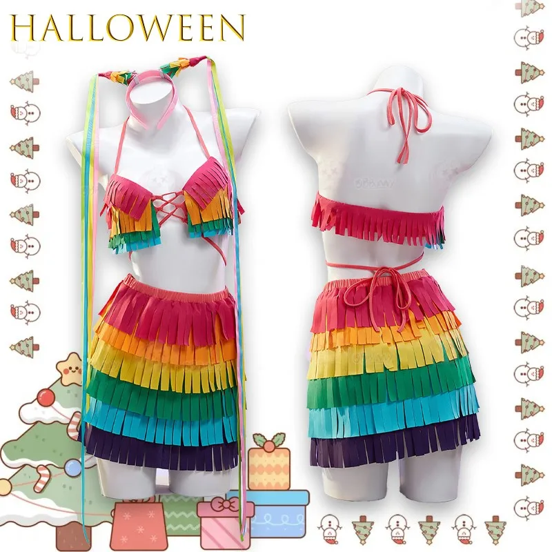 AOriginal Halloween Dopamine Rainbow Animated Cosplay Costume Female Outfit Sexy Colorful Fringe Lingerie Halloween Layered Cos
AOriginal Halloween Dopamine Rainbow Animated Cosplay Costume Female Outfit Sexy Colorful Fringe Lingerie Halloween Layered Cos
