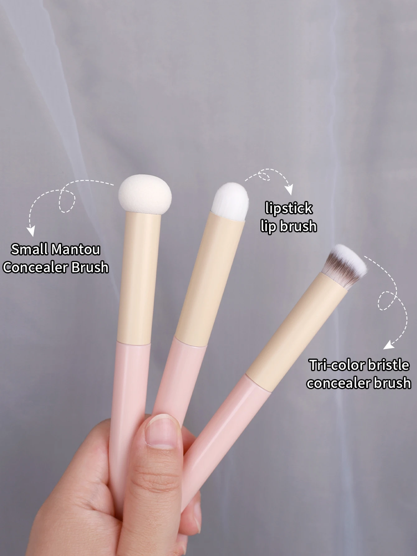 3pcs Makeup Brushes Set, Including Powder & Concealer Brush, Lip Brush, Sponge Applicator
3pcs Makeup Brushes Set, Including Powder & Concealer Brush, Lip Brush, Sponge Applicator