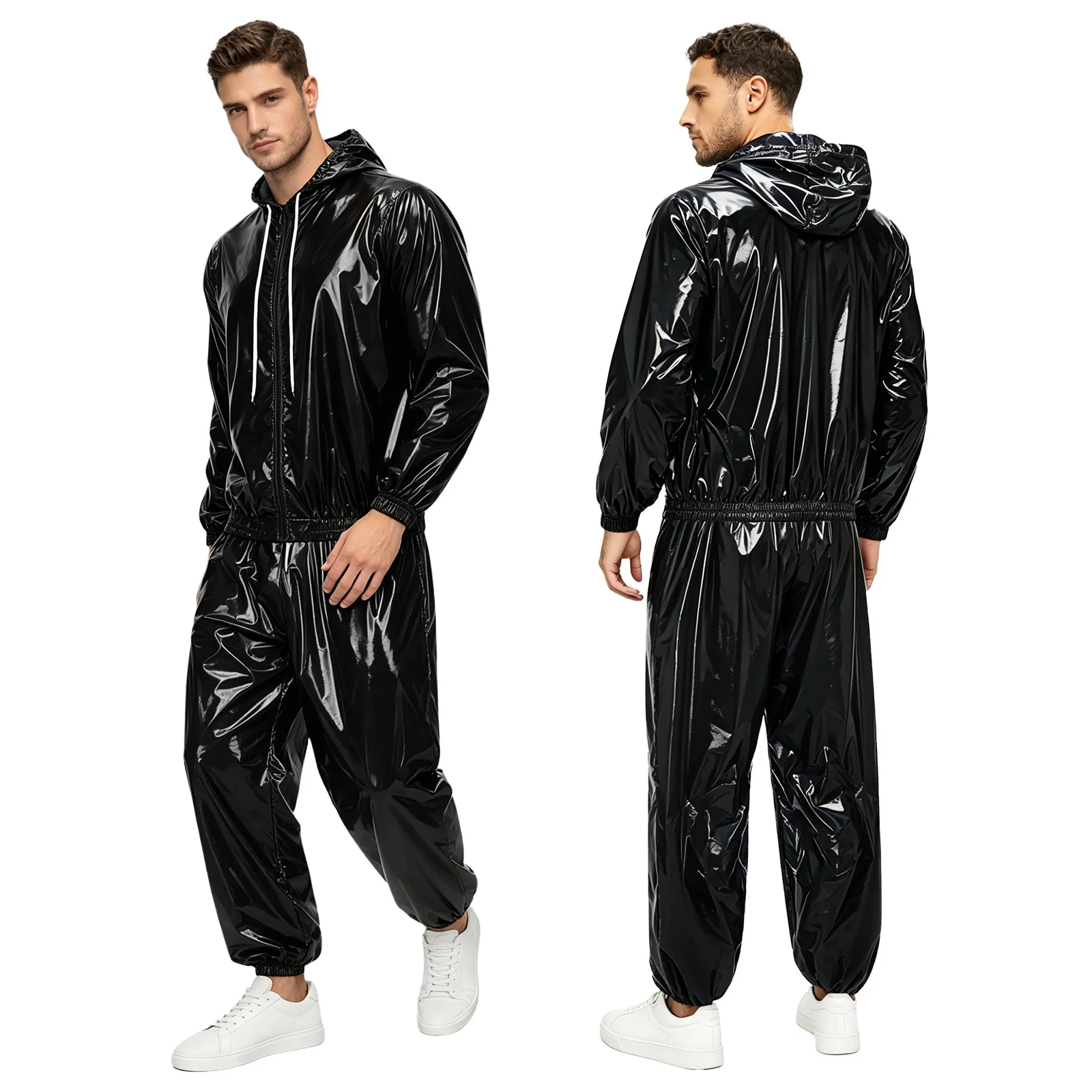 Men Waterproof Glossy Long Sleeve Hooded Jacket with Jogging Pants Hip Hop Dance Dancewear Outdoor Activities Raincoat Windbreak
Men Waterproof Glossy Long Sleeve Hooded Jacket with Jogging Pants Hip Hop Dance Dancewear Outdoor Activities Raincoat Windbreak