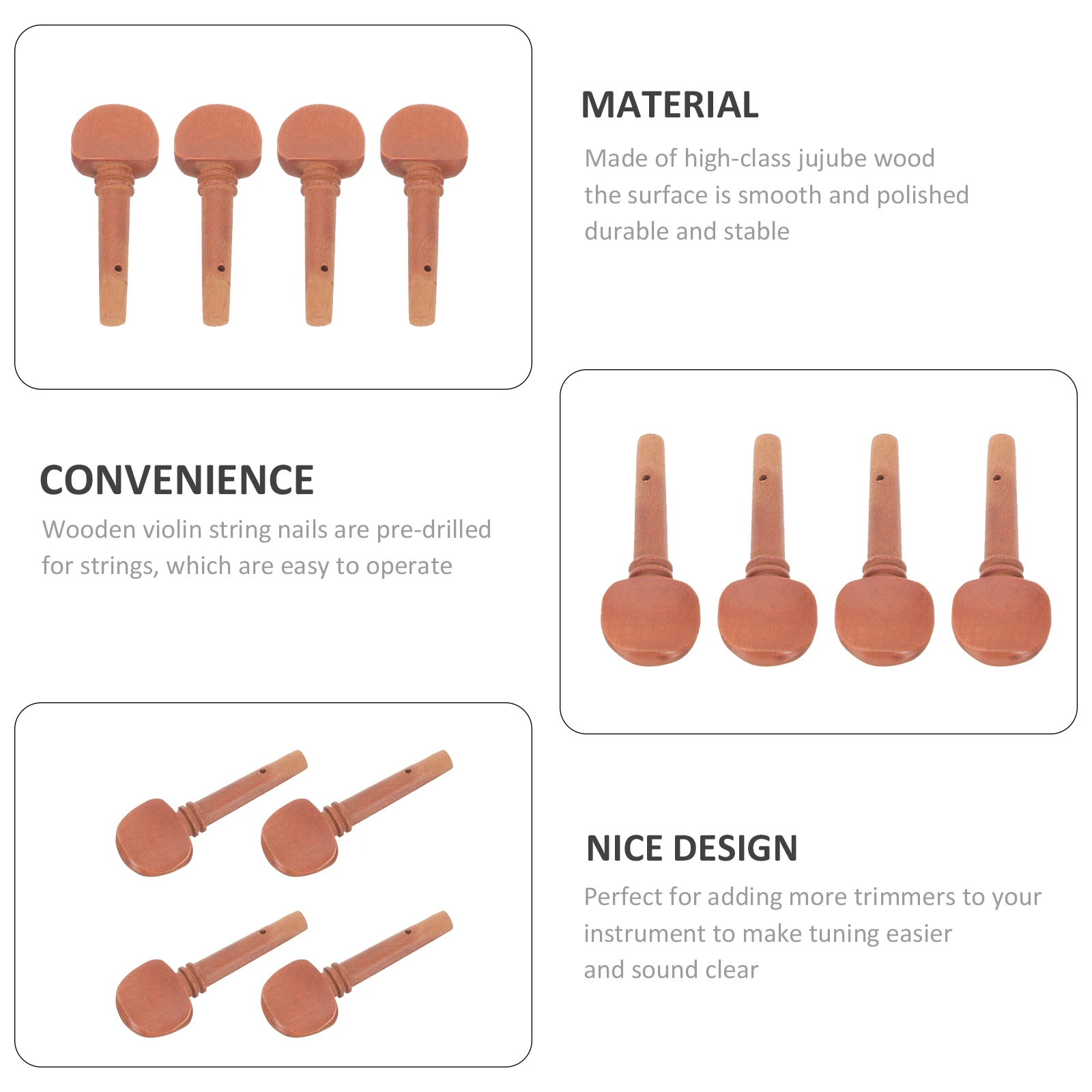 4 Pcs Violin Pegs Tuning Musical Instrument Accessories Part Tuner Wood Jujube Turner Wooden
4 Pcs Violin Pegs Tuning Musical Instrument Accessories Part Tuner Wood Jujube Turner Wooden