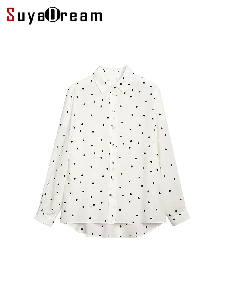 SuyaDream Woman Dots Shirts, 100%Silk Crepe, Long Sleeves, Printed Blouse Shirt 2026 Spring Autumn Elegant Top, Navy White
SuyaDream Woman Dots Shirts, 100%Silk Crepe, Long Sleeves, Printed Blouse Shirt 2026 Spring Autumn Elegant Top, Navy White