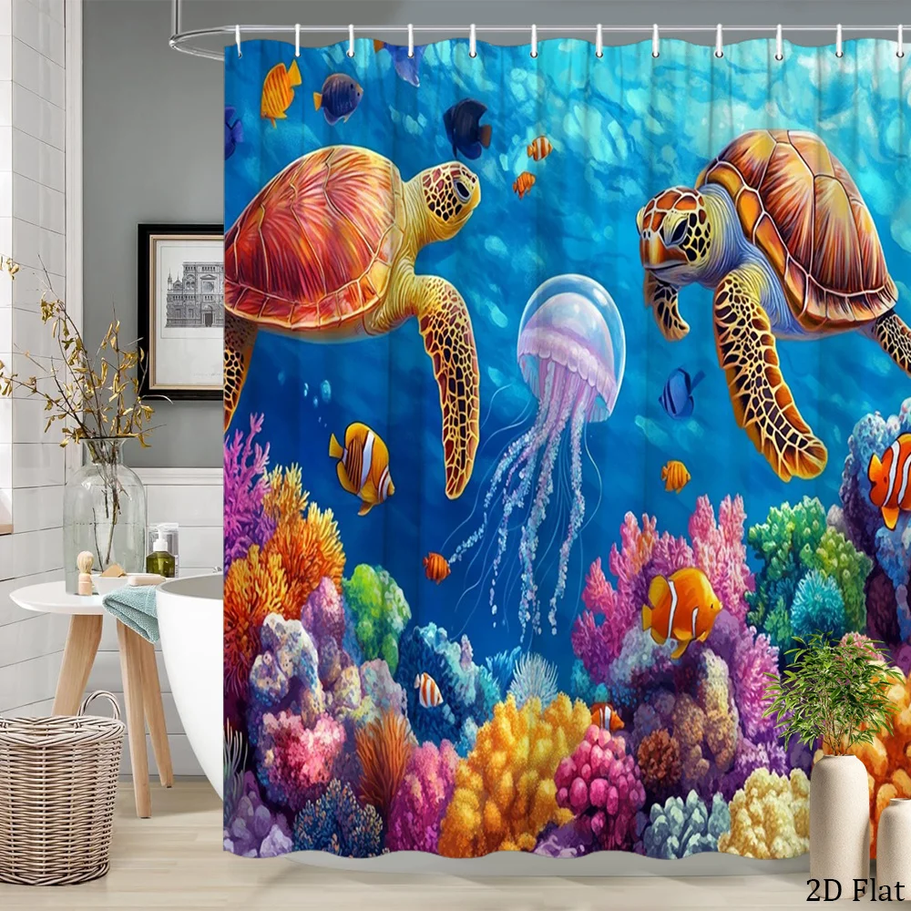 Tropical Coral Reef Sea Turtles Ocean Life Jellyfish Waterproof Shower Curtain Bathroom Decor Art Pattern 180x200cm
Tropical Coral Reef Sea Turtles Ocean Life Jellyfish Waterproof Shower Curtain Bathroom Decor Art Pattern 180x200cm