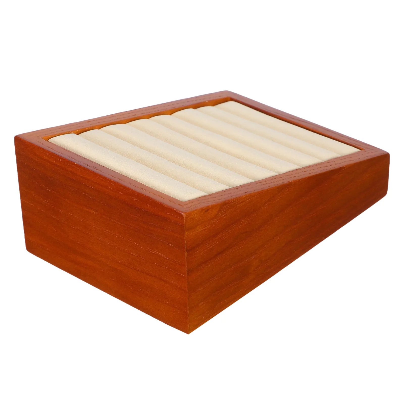 Solid Wood Microfiber Jewelry Display Tray with Precision-Cut Ring Slots for Elegant Showcase Storage Organization in Cabinets
Solid Wood Microfiber Jewelry Display Tray with Precision-Cut Ring Slots for Elegant Showcase Storage Organization in Cabinets