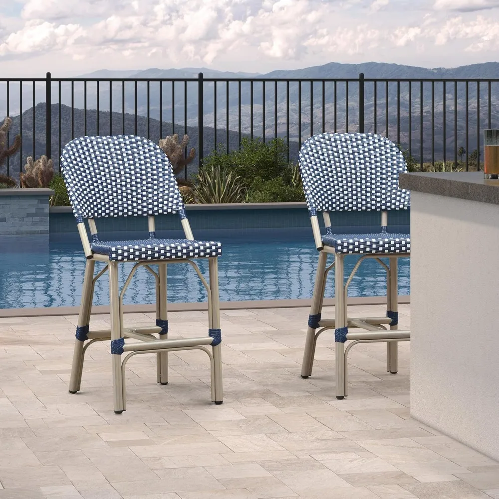 Outdoor Counter Height Bar Stools Set of 2 25" French Country Patio Rattan Bar Stool Chairs with Grey Print Finish Outdoor Arml
Outdoor Counter Height Bar Stools Set of 2 25" French Country Patio Rattan Bar Stool Chairs with Grey Print Finish Outdoor Arml