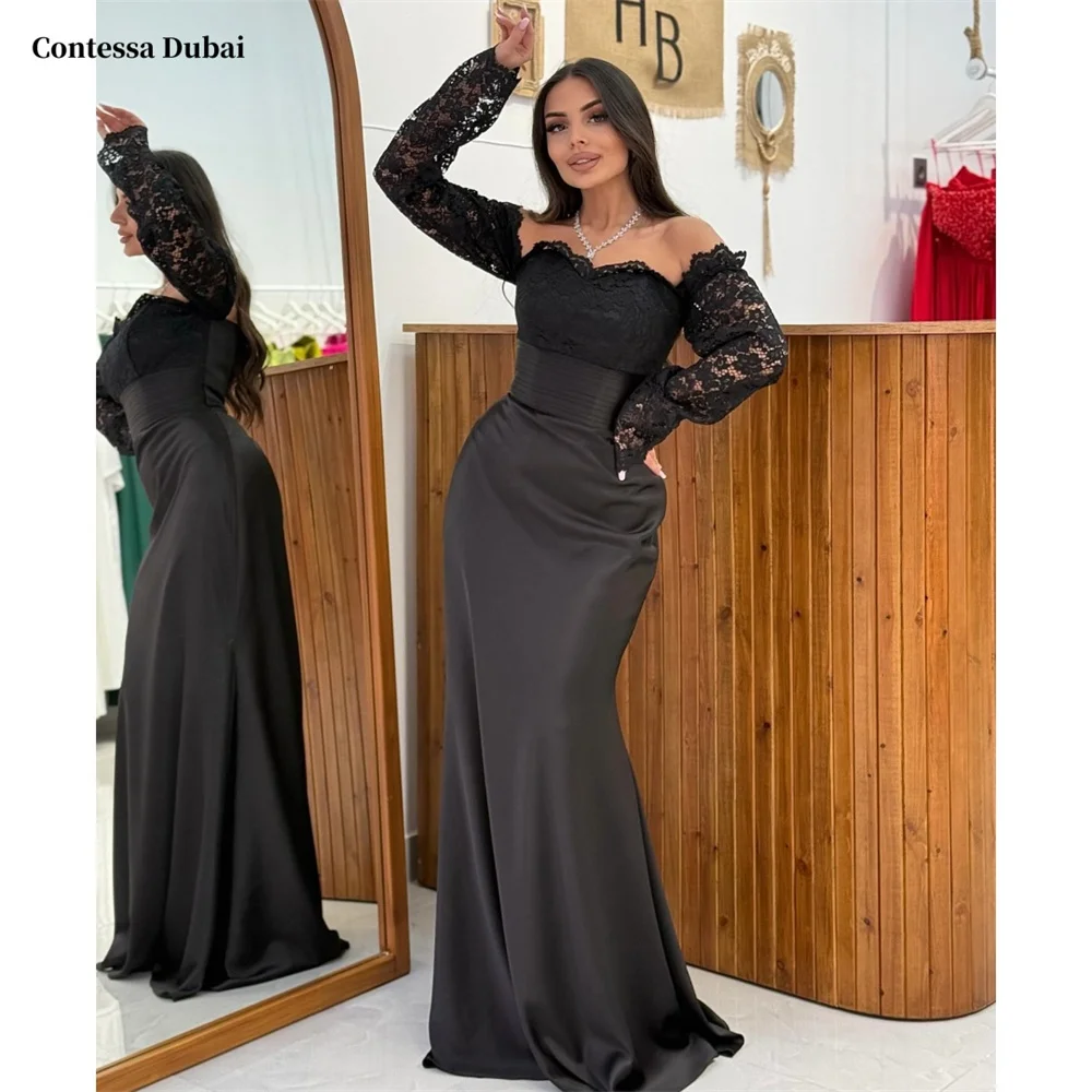 Contessa Dubai Черное платье для выпускного вечера с открытыми плечами и аппликацией Русалка по индивидуальному заказу فساتين условия со шлейфом платье de gala noche mujer
Contessa Dubai Черное платье для выпускного вечера с открытыми плечами и аппликацией Русалка по индивидуальному заказу فساتين условия со шлейфом платье de gala noche mujer