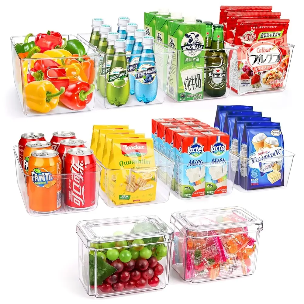Набор из 10 контейнеров-органайзеров для холодильника и кладовой, прозрачные пластиковые контейнеры для хранения продуктов для кухни, столешниц, шкафов, холодильника, фрезерованных поверхностей
Набор из 10 контейнеров-органайзеров для холодильника и кладовой, прозрачные пластиковые контейнеры для хранения продуктов для кухни, столешниц, шкафов, холодильника, фрезерованных поверхностей