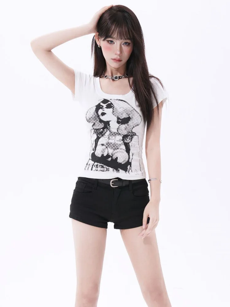 Cotton vintage big wave beauty print retro Y2K millennium spicy girl slim fit and slimming short sleeved round neck versatile t
Cotton vintage big wave beauty print retro Y2K millennium spicy girl slim fit and slimming short sleeved round neck versatile t