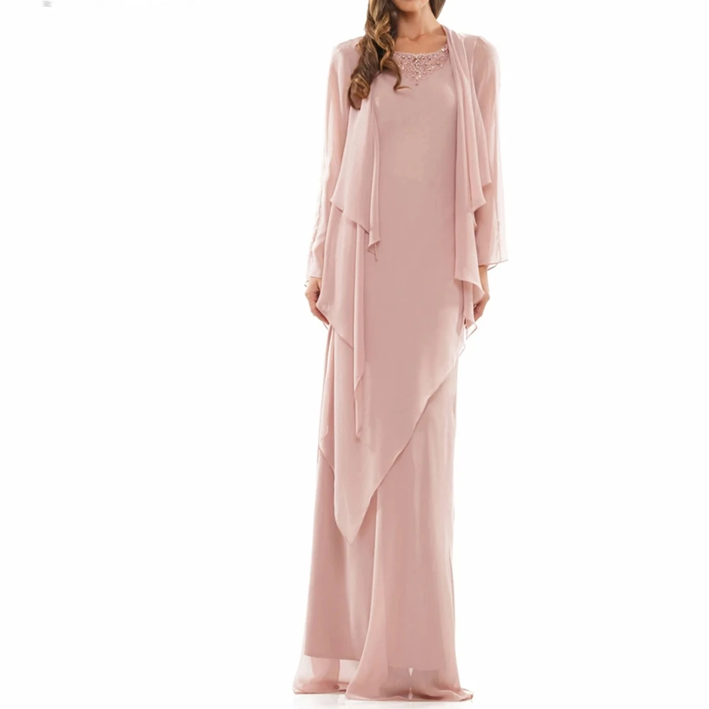 Elegant Chiffon Crew neck Long Sleeves Floor Length Straight Tiered Solid Color Crystal Classic Formal Evening Party Dress
Elegant Chiffon Crew neck Long Sleeves Floor Length Straight Tiered Solid Color Crystal Classic Formal Evening Party Dress