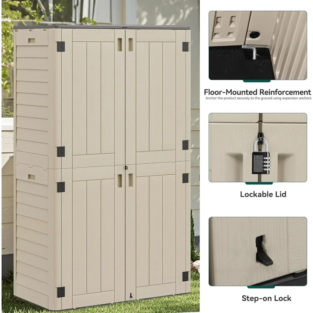 60 cubic feet high outdoor storage shed, no shelves, resin vertical outdoor storage shed, large waterproof storage cabinet
60 cubic feet high outdoor storage shed, no shelves, resin vertical outdoor storage shed, large waterproof storage cabinet