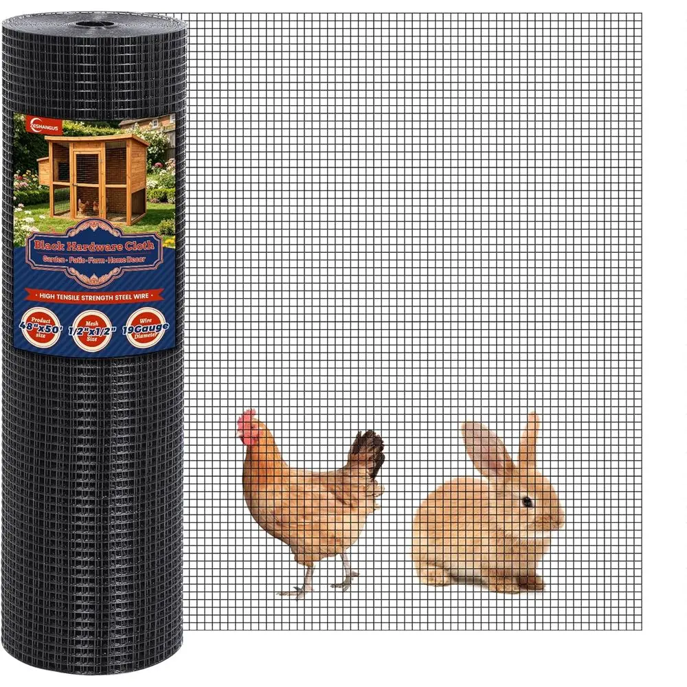 PVC Coated 19 Gauge 1/2 x 50' Chicken Wire Mesh for Coop, Garden, and Rat Protection
PVC Coated 19 Gauge 1/2 x 50' Chicken Wire Mesh for Coop, Garden, and Rat Protection