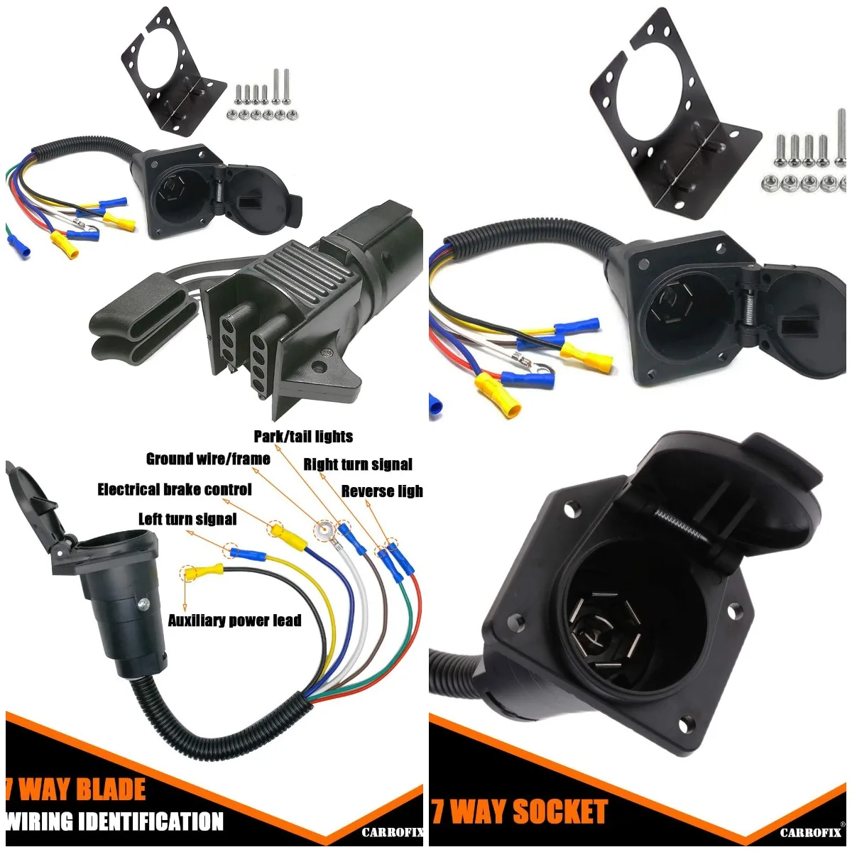 7-контактный разъем для освещения прицепа и 7-контактный разъем для 4-контактного 5-контактного адаптера для плоской проводки
7-контактный разъем для освещения прицепа и 7-контактный разъем для 4-контактного 5-контактного адаптера для плоской проводки