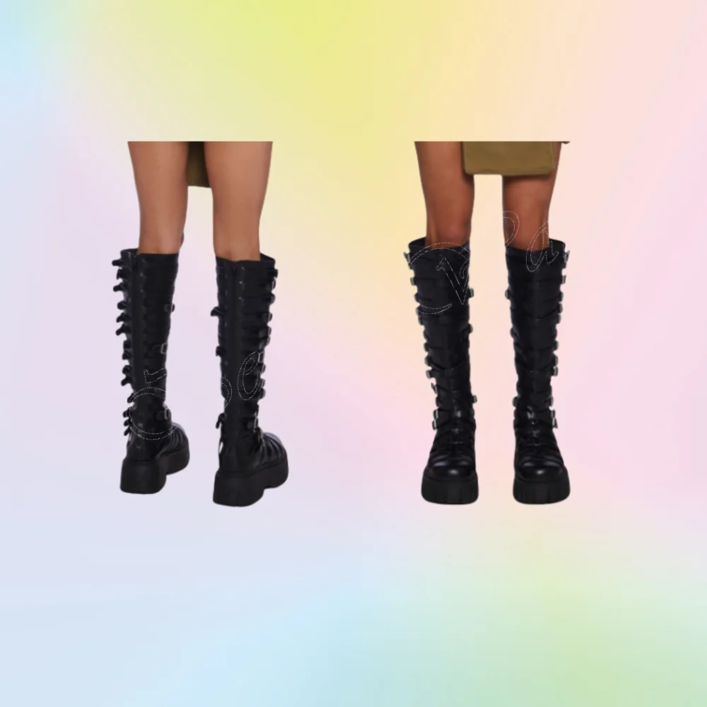 Black Solid Belt Decor Boots Round Toe Knee High Shoes Thick High Heel Shoes for Women Runway High Heels 2024 Zapatillas Mujer
Black Solid Belt Decor Boots Round Toe Knee High Shoes Thick High Heel Shoes for Women Runway High Heels 2024 Zapatillas Mujer