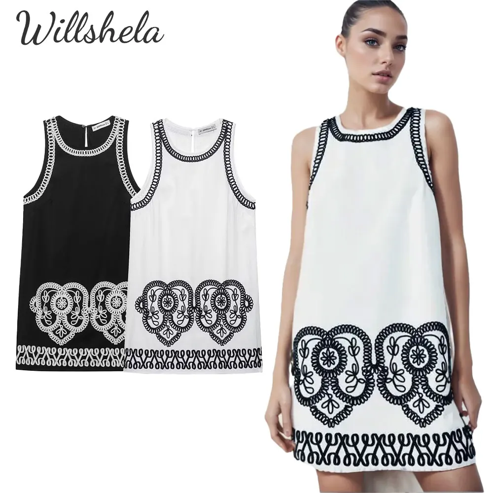 Willshela Women Fashion Embroidery Mini Vest Straight Dress Round Neck Loose Waist Female Chic Lady Casual Mujer Short Vestidos
Willshela Women Fashion Embroidery Mini Vest Straight Dress Round Neck Loose Waist Female Chic Lady Casual Mujer Short Vestidos