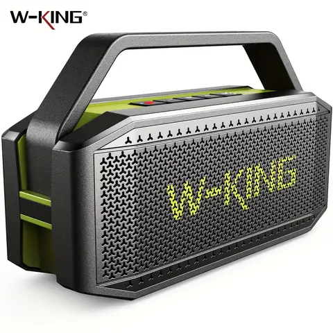 W-KING D9-1 Green Bluetooth Speaker, 100W Peak 60W HD IPX6 Portable Speaker Wireless Loud Waterproof Outdoor Party Large Boombox 2 Subwoofer/Ex-Large Passive Radiator-All Round Deep Bass/40H/PowerBank/TF/AUX/EQ