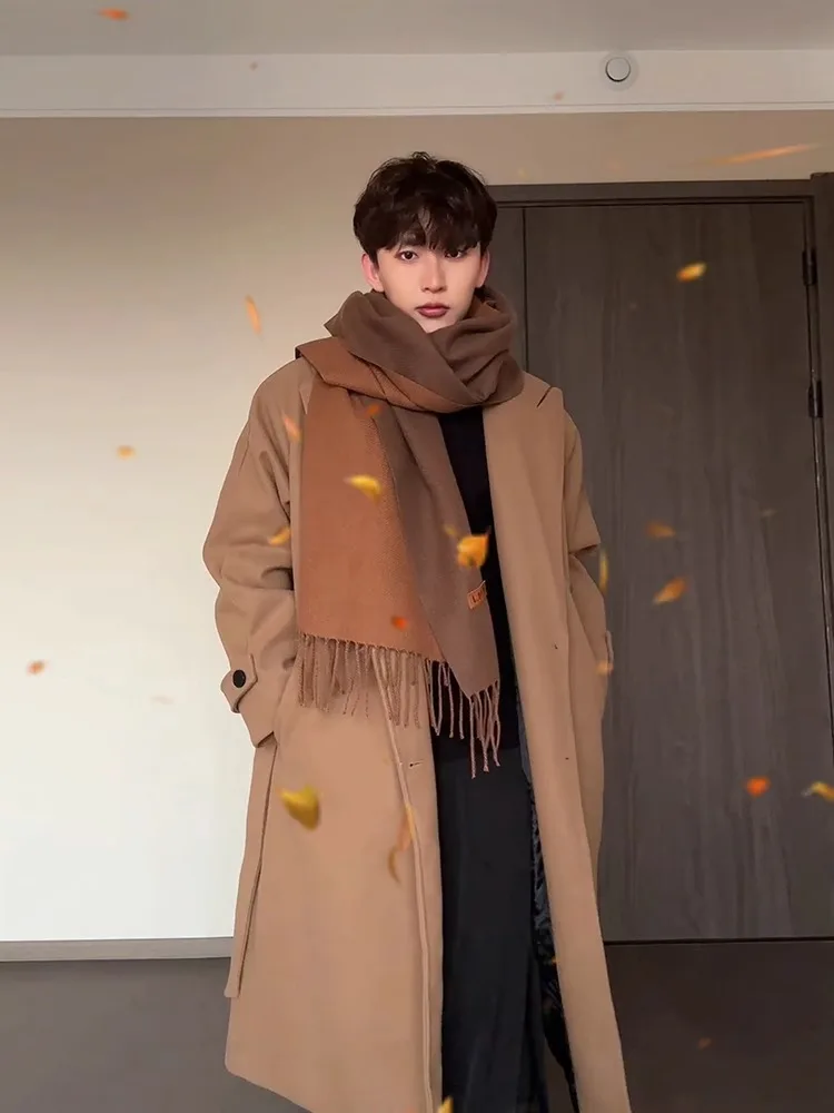 American Retro Coffee Color Men's Long Over-Knee Windbreaker Suit Sle Warm Winter Woolen Coat Youth Faion Daily Wear
American Retro Coffee Color Men's Long Over-Knee Windbreaker Suit Sle Warm Winter Woolen Coat Youth Faion Daily Wear