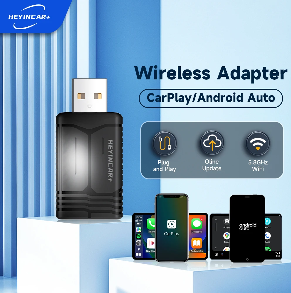 HEYINCA 2in1 Wireless CarPlay Android Auto Adapter Smart USB Auto Connect Plug & Play for iPhone and Android Factory Wired Cars
HEYINCA 2in1 Wireless CarPlay Android Auto Adapter Smart USB Auto Connect Plug & Play for iPhone and Android Factory Wired Cars