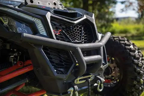 Winch Ready Front Bumper For Can-Am Maverick X3, Mount Any SuperATV Black Ops Winches, Includes 2 Tow Clevises And ARMW Armor For Protection, Full Front End Protection