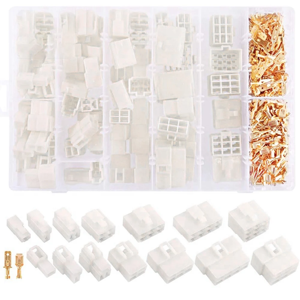 400 PCS 6.3MM Automotive Wire Connector 1/2/3/4/6/8/9 Pin Electrical Male and Female Cable Terminal Connector Kit
400 PCS 6.3MM Automotive Wire Connector 1/2/3/4/6/8/9 Pin Electrical Male and Female Cable Terminal Connector Kit