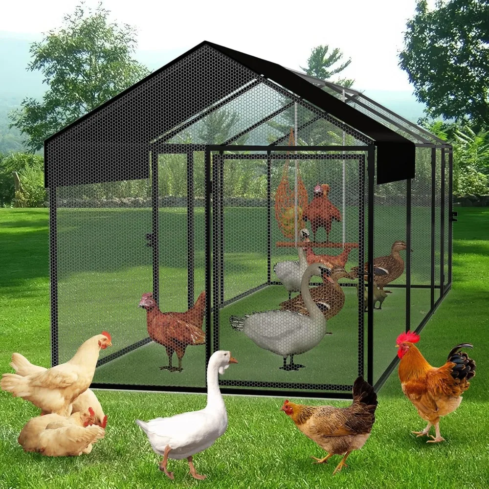 Large Metal Chicken Coop Chicken run for 10-12 chickens 120"L×40"W×40"H Portable Tractor Chicken Run with Cover & Swing, Outdoor
Large Metal Chicken Coop Chicken run for 10-12 chickens 120"L×40"W×40"H Portable Tractor Chicken Run with Cover & Swing, Outdoor
