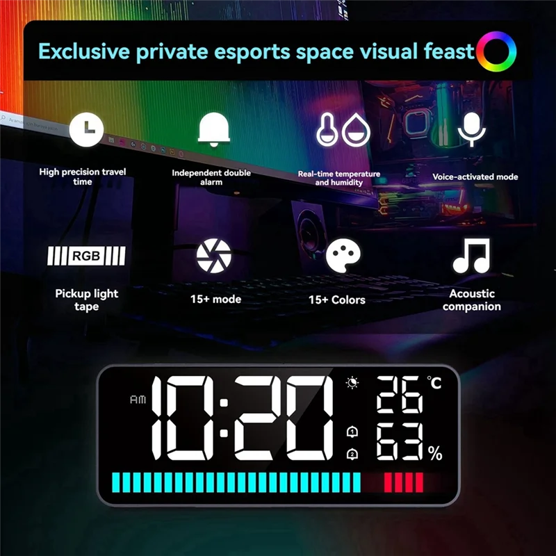 A05I-LED Alarm Clock Spectrum Pickup Electronic Clock Temperature & Humidity & Snooze Function 12/24Hr Brightness
A05I-LED Alarm Clock Spectrum Pickup Electronic Clock Temperature & Humidity & Snooze Function 12/24Hr Brightness