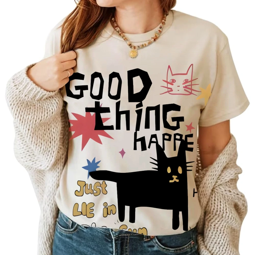 Daily Wear Easy to Match Y2K Women's Short Sleeve Cartoon Cat Print Trendy Women's Graphic T-Shirt 2025 Vintage Oversized Casual
Daily Wear Easy to Match Y2K Women's Short Sleeve Cartoon Cat Print Trendy Women's Graphic T-Shirt 2025 Vintage Oversized Casual