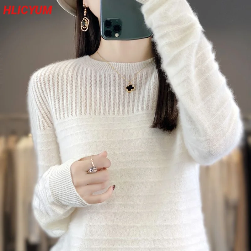 Women's Sweater Casual Solid Color Knitted Cashmere Sweater Round Neck 100% Wool Blouse Basic Versatile Hollow Pullover Pink
Women's Sweater Casual Solid Color Knitted Cashmere Sweater Round Neck 100% Wool Blouse Basic Versatile Hollow Pullover Pink