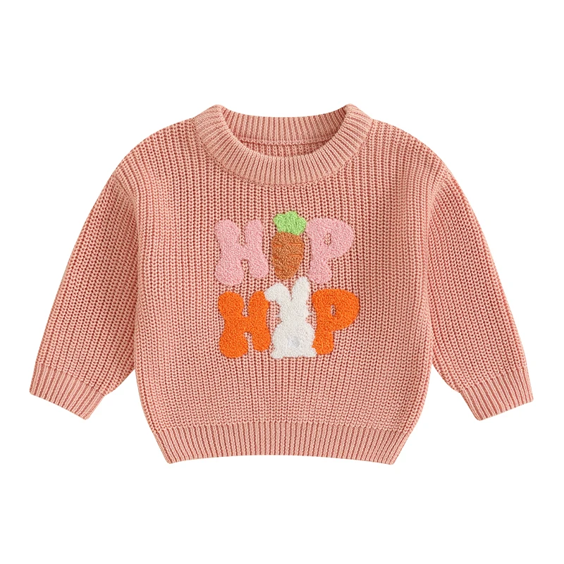 Toddler Baby Girls Boys Easter Sweaters Bunny Carrot Letter Long Sleeve Round Neck Ribbed Chunky Knit Jumper Tops
Toddler Baby Girls Boys Easter Sweaters Bunny Carrot Letter Long Sleeve Round Neck Ribbed Chunky Knit Jumper Tops