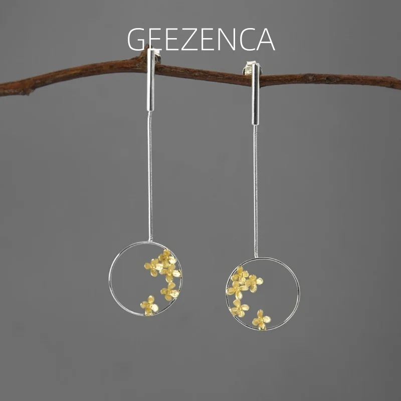 Женские серьги-капли GEEZENCA из стерлингового серебра 925 пробы с османтусом, 2-цветные, элегантные, эстетические, изящные, с полым цветком, висячие серьги в подарок
Женские серьги-капли GEEZENCA из стерлингового серебра 925 пробы с османтусом, 2-цветные, элегантные, эстетические, изящные, с полым цветком, висячие серьги в подарок