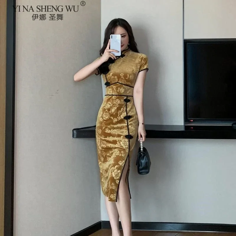 Женское платье-карандаш Cheongsam, модное платье с коротким рукавом и воротником-стойкой, сексуальные платья в китайском стиле с разрезом по бокам, платья ручной работы на пуговицах
Женское платье-карандаш Cheongsam, модное платье с коротким рукавом и воротником-стойкой, сексуальные платья в китайском стиле с разрезом по бокам, платья ручной работы на пуговицах