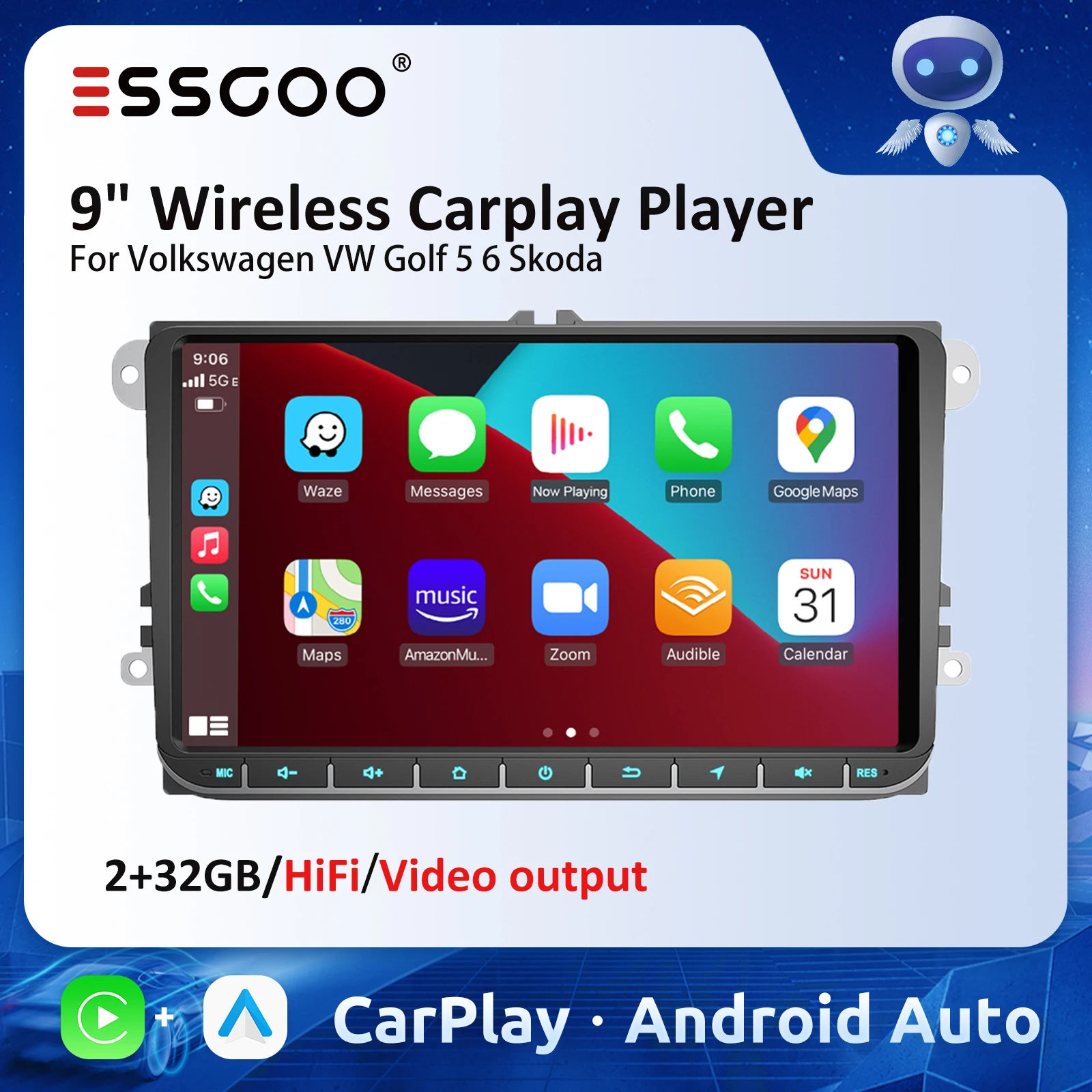 9" Android Car Radio for VW Volkswagen Golf 5 6 Multimedia Player 2GB 32GB HIFI Support AI Voice Control Carplay Android auto
9" Android Car Radio for VW Volkswagen Golf 5 6 Multimedia Player 2GB 32GB HIFI Support AI Voice Control Carplay Android auto