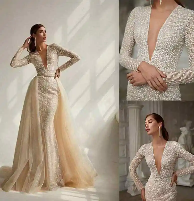 Glittery A-Line Gown Wedding Dresses Lace Bridal Gowns Deep V-Neck Backless Vestidos De Novia Custom Size Colour
Glittery A-Line Gown Wedding Dresses Lace Bridal Gowns Deep V-Neck Backless Vestidos De Novia Custom Size Colour