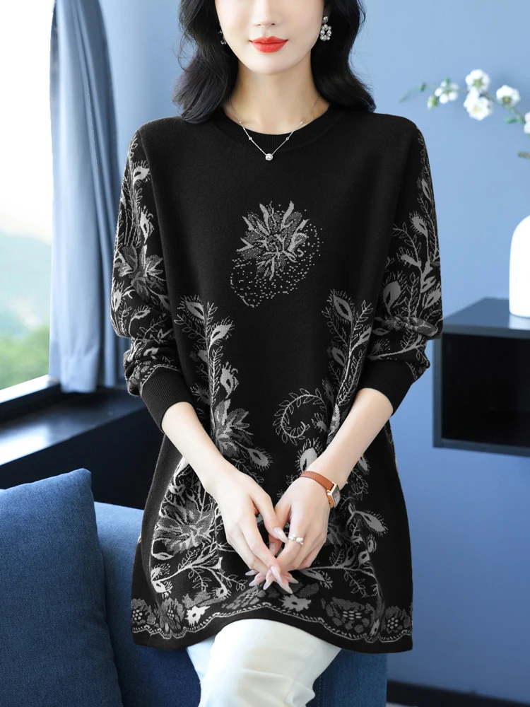 Print Sweater Women Spring Autumn Long Sleeve Pullover Femme Women Clothing Causal Soft Mother's Sweaters 
Print Sweater Women Spring Autumn Long Sleeve Pullover Femme Women Clothing Causal Soft Mother's Sweaters