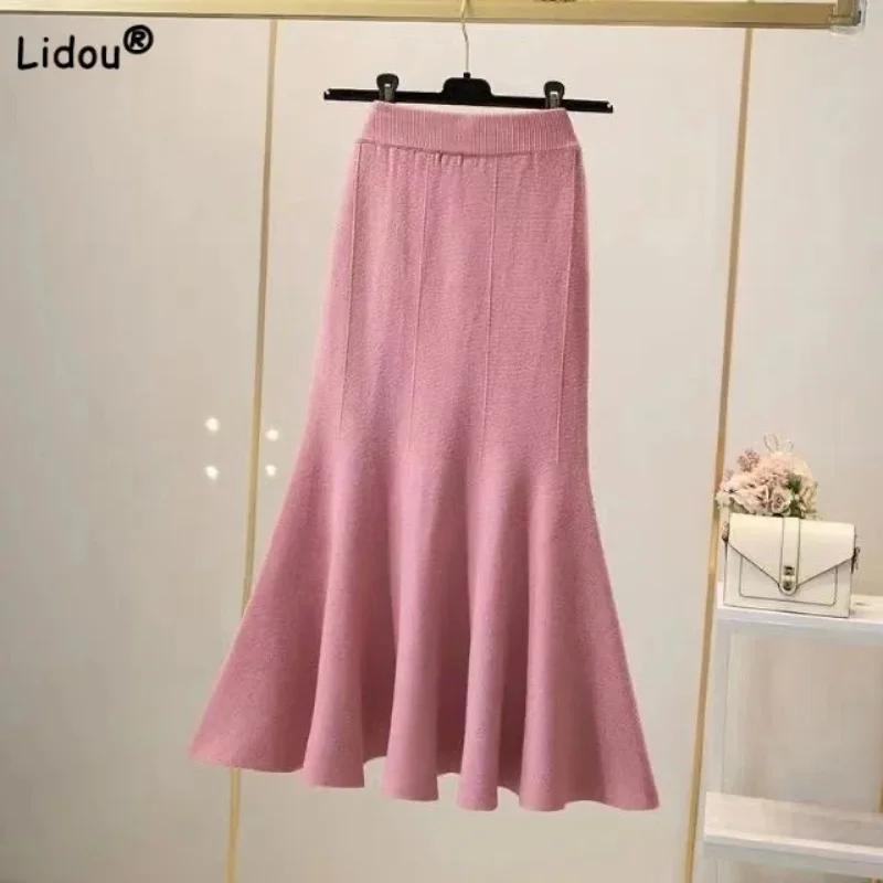Autumn Winter Fashion All-match High Waist Mermaid Knitted Midi Skirts Women's Clothing Solid Color Elastic Skirts for Female
Autumn Winter Fashion All-match High Waist Mermaid Knitted Midi Skirts Women's Clothing Solid Color Elastic Skirts for Female