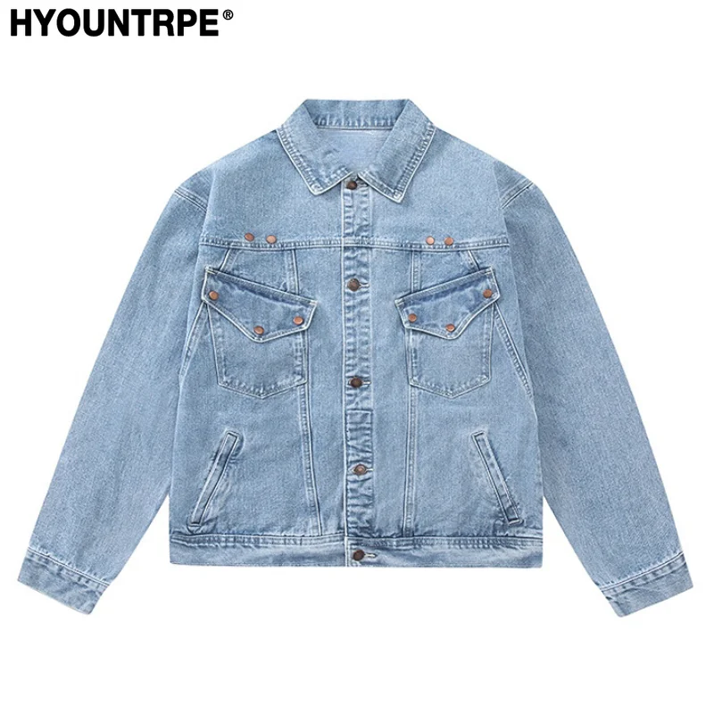 Rivet Decoration Harajuku Denim Jacket and Coat Mens Fashion Hip Hop Long Sleeve Jeans Outerwear Casual Streetwear Jeans Jackets
Rivet Decoration Harajuku Denim Jacket and Coat Mens Fashion Hip Hop Long Sleeve Jeans Outerwear Casual Streetwear Jeans Jackets