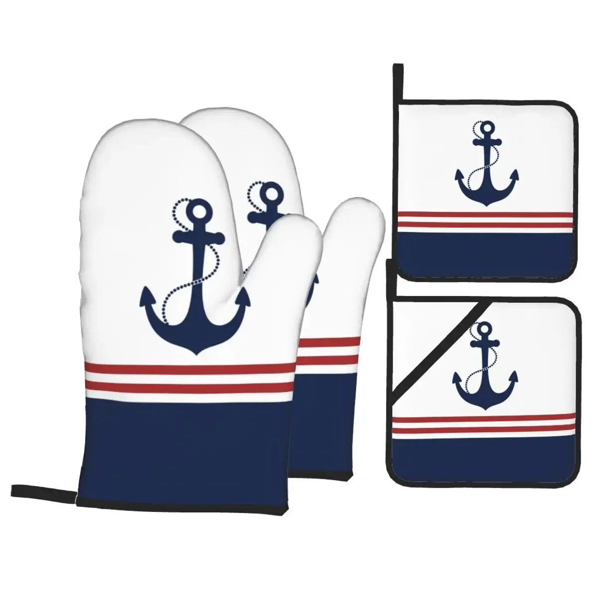 Nautical Navy Oven Mitts and Pot Holders 4pcs Sets Heat Resistant Kitchen Gloves Potholders for Cooking Baking Grilling
Nautical Navy Oven Mitts and Pot Holders 4pcs Sets Heat Resistant Kitchen Gloves Potholders for Cooking Baking Grilling