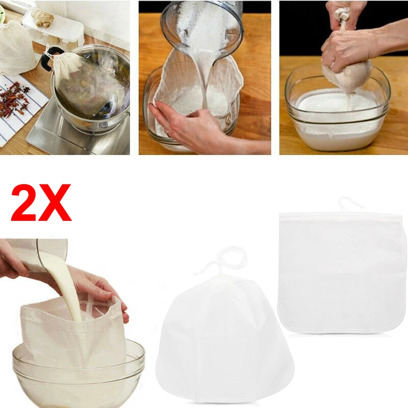 2 Pcs Reusable Nylon Fine Mesh Food Strainer Filter Bag for Home Nut Milk Cold Brew Coffee Juice (23x30cm)
2 Pcs Reusable Nylon Fine Mesh Food Strainer Filter Bag for Home Nut Milk Cold Brew Coffee Juice (23x30cm)