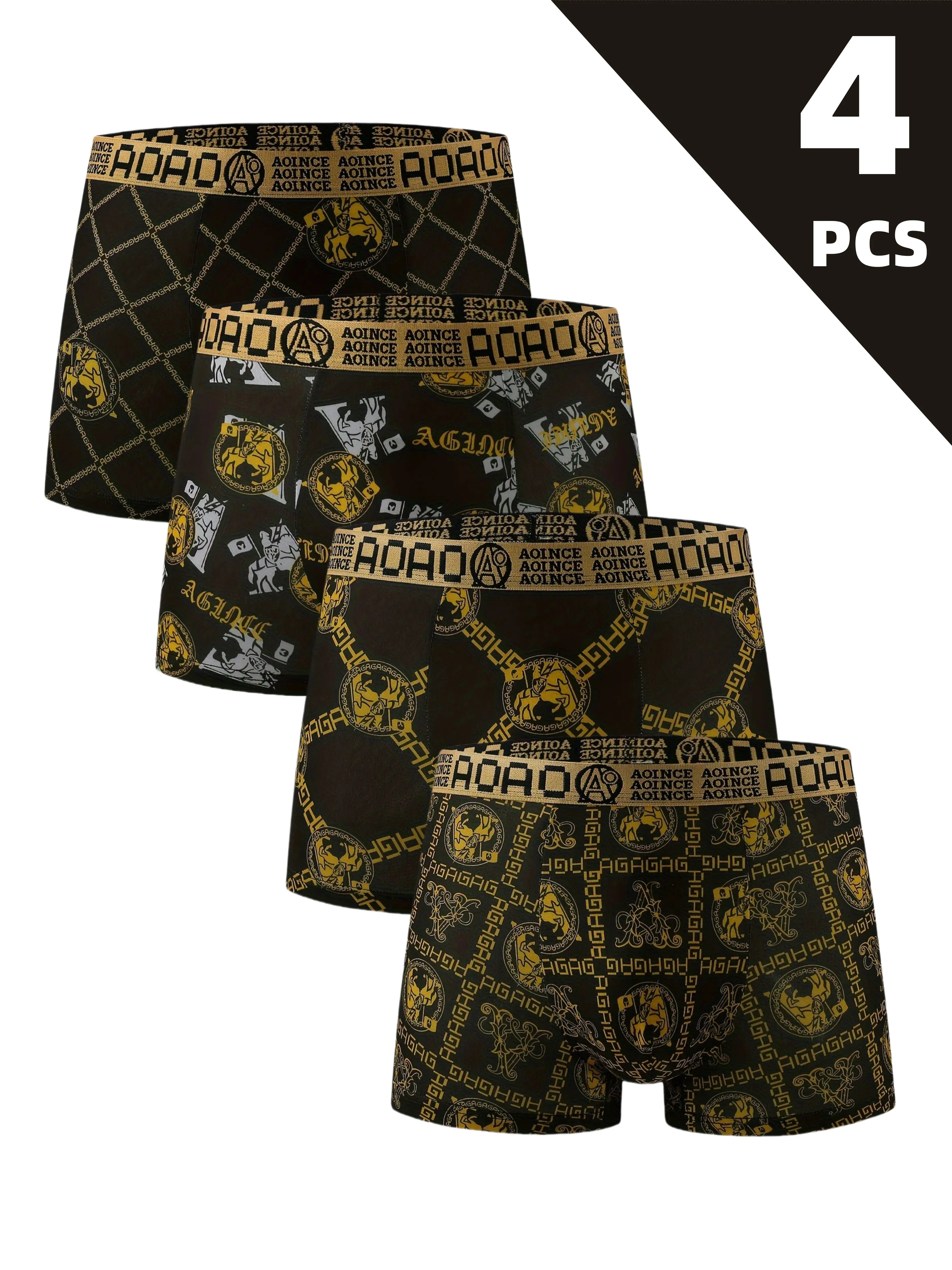 Мужские трусы-боксеры из 4 предметов с принтом золотой цепочки, быстросохнущее дышащее нижнее белье, черные повседневные боксеры-шорты для повседневной одежды
Мужские трусы-боксеры из 4 предметов с принтом золотой цепочки, быстросохнущее дышащее нижнее белье, черные повседневные боксеры-шорты для повседневной одежды