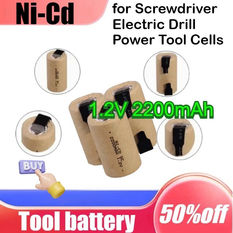 1.2V 2200mAh Sub C Ni-Cd Rechargeable Battery with Tab for Screwdriver Electric Drill Power Tool Cells
1.2V 2200mAh Sub C Ni-Cd Rechargeable Battery with Tab for Screwdriver Electric Drill Power Tool Cells