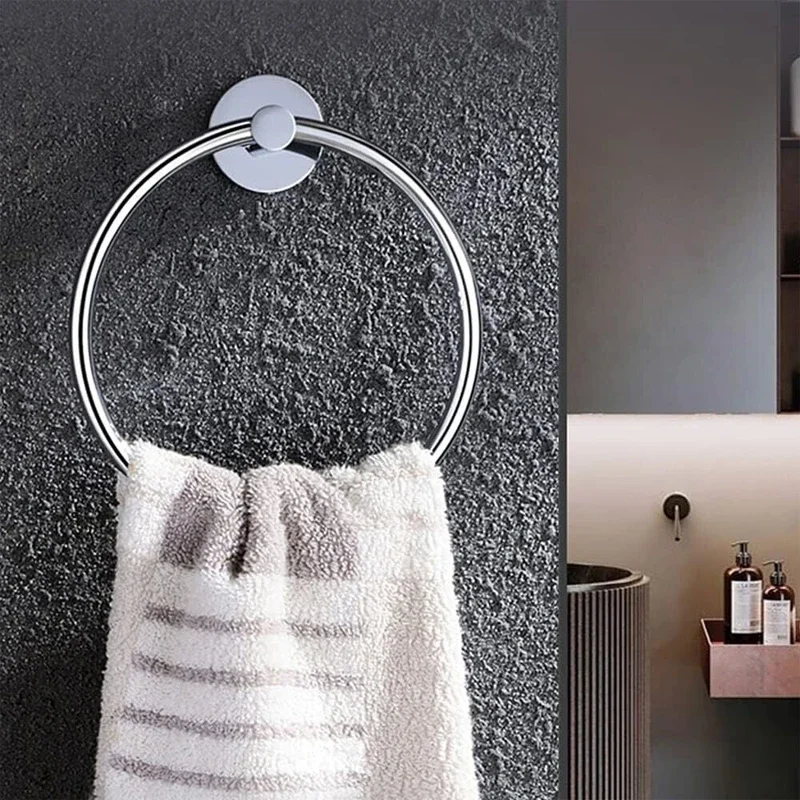 Silver Finish Stainless Steel Towel Holder Towel Ring Set Wall-Mounted Round Towel Rings Towels Rack Bathroom Storage Supplies
Silver Finish Stainless Steel Towel Holder Towel Ring Set Wall-Mounted Round Towel Rings Towels Rack Bathroom Storage Supplies