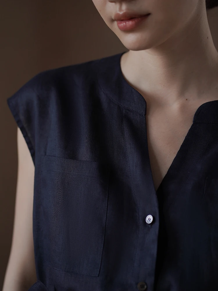 New Chinese Sle Layered Linen Jaet Women's Commute Waist Belt Slimming Vest Outerwear Simple Design round Ne Button Detail
New Chinese Sle Layered Linen Jaet Women's Commute Waist Belt Slimming Vest Outerwear Simple Design round Ne Button Detail