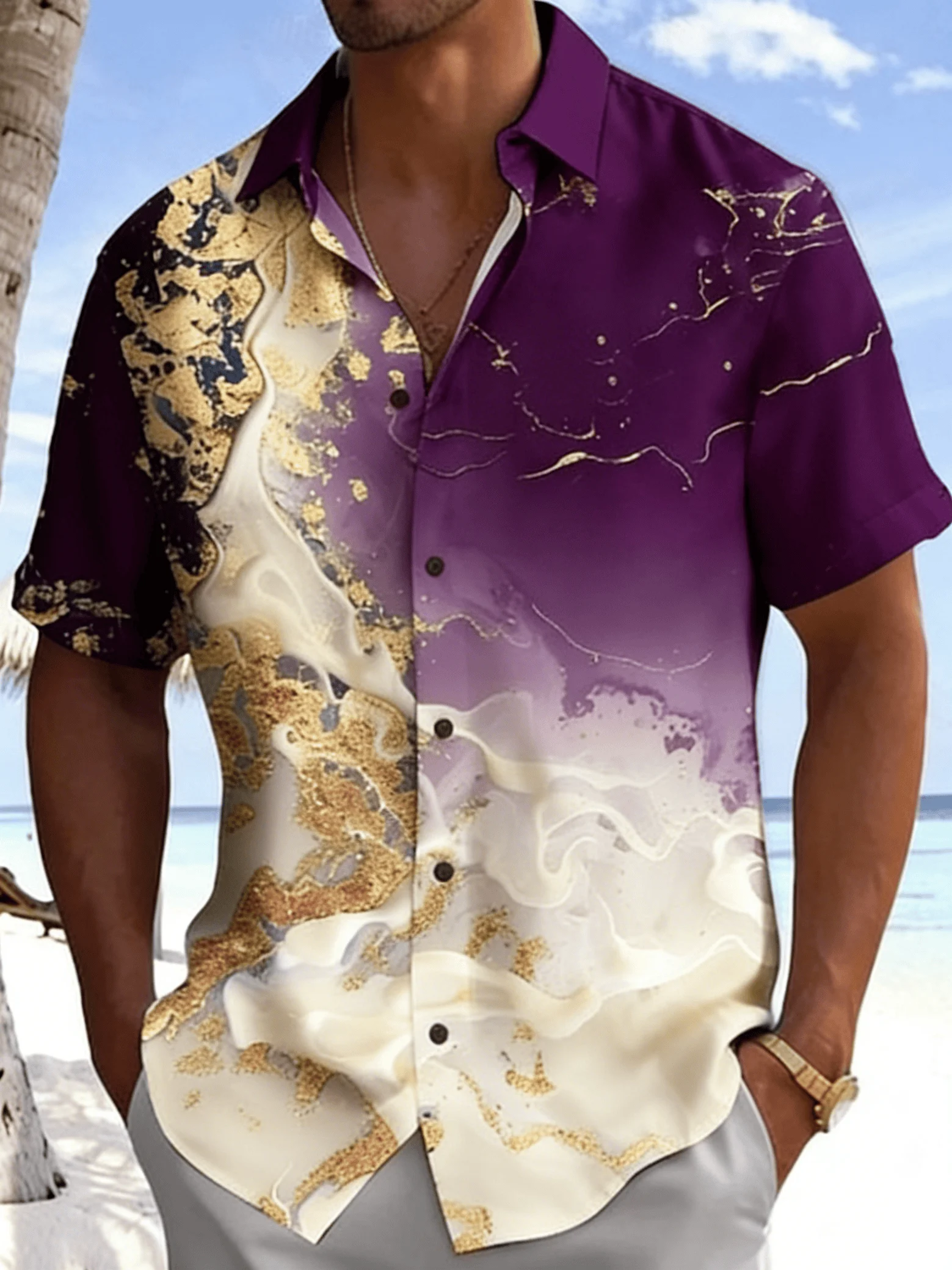 Men's Fluid Marble Gradient Print Short Sleeve Shirt, Spring Summer Luxury Hawaiian Vacation Blouse, Loose Casual Top
Men's Fluid Marble Gradient Print Short Sleeve Shirt, Spring Summer Luxury Hawaiian Vacation Blouse, Loose Casual Top