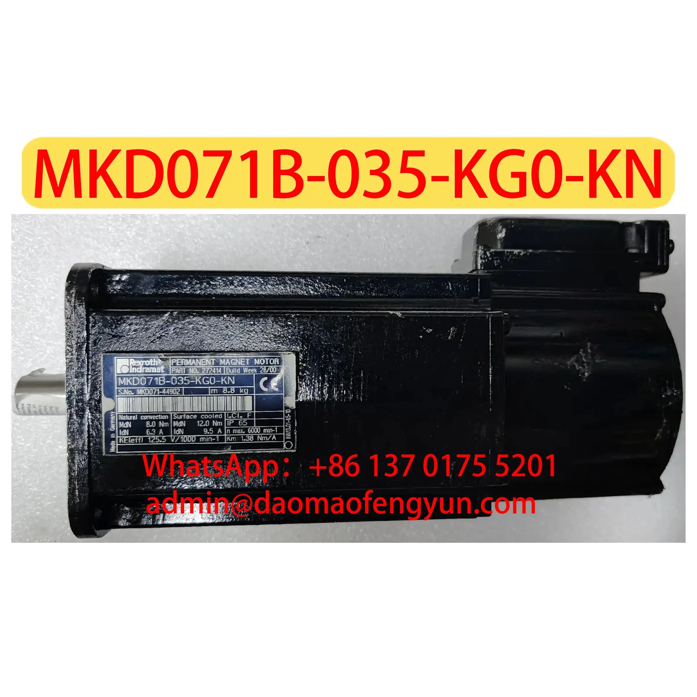 MKD071B-035-KG0-KN Used Servo Motor,Tested ok,Fast shipping
MKD071B-035-KG0-KN Used Servo Motor,Tested ok,Fast shipping