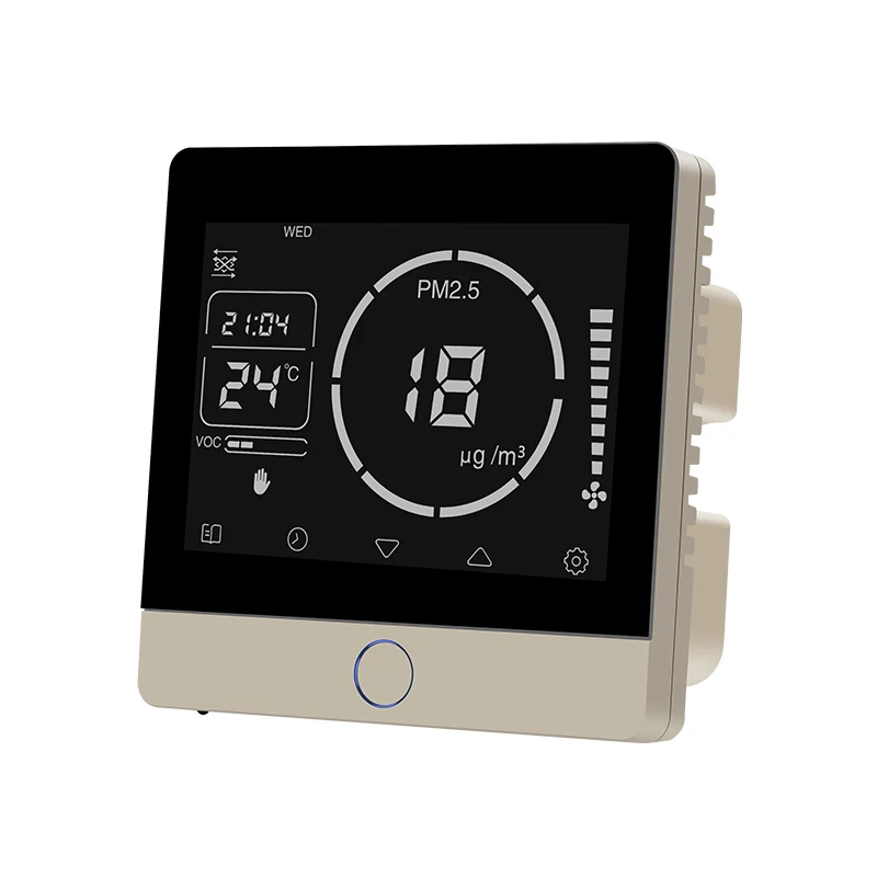 All-in-one Wall-mounted Programmable Real-time Display Of Air Quality Temperature Co2 Pm2.5 Ventilation System Smart Controller
All-in-one Wall-mounted Programmable Real-time Display Of Air Quality Temperature Co2 Pm2.5 Ventilation System Smart Controller