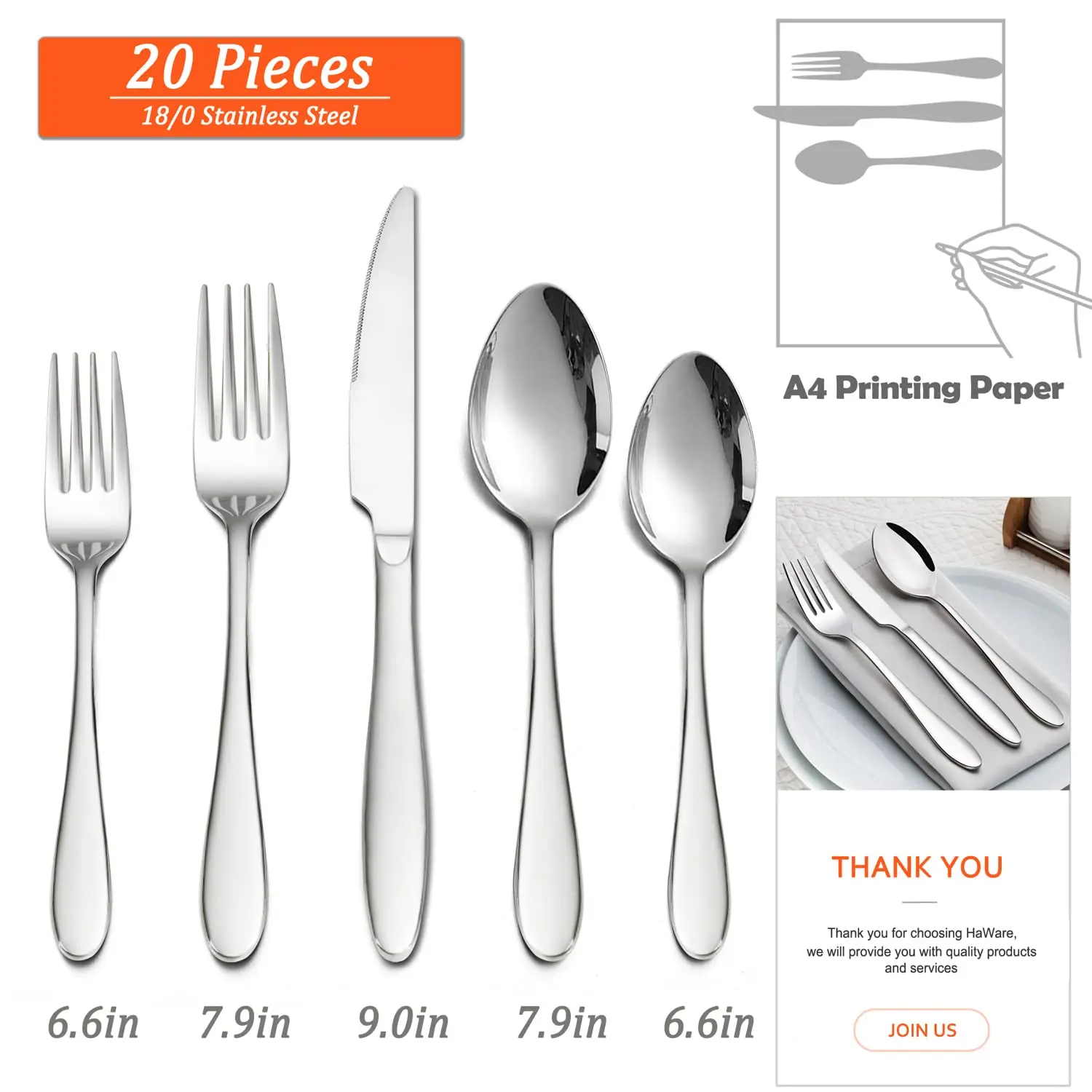 20Piece Stainless Steel Knife Fork Spoon Flatware Cutlery Set for Home Kitchen Restaurant Hotel Flatware Set Kitchen Accessories
20Piece Stainless Steel Knife Fork Spoon Flatware Cutlery Set for Home Kitchen Restaurant Hotel Flatware Set Kitchen Accessories